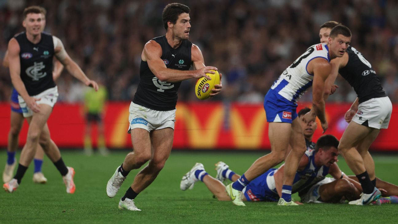 AFL: Carlton's Hewett Stars In Dominant Victory Over North Melbourne