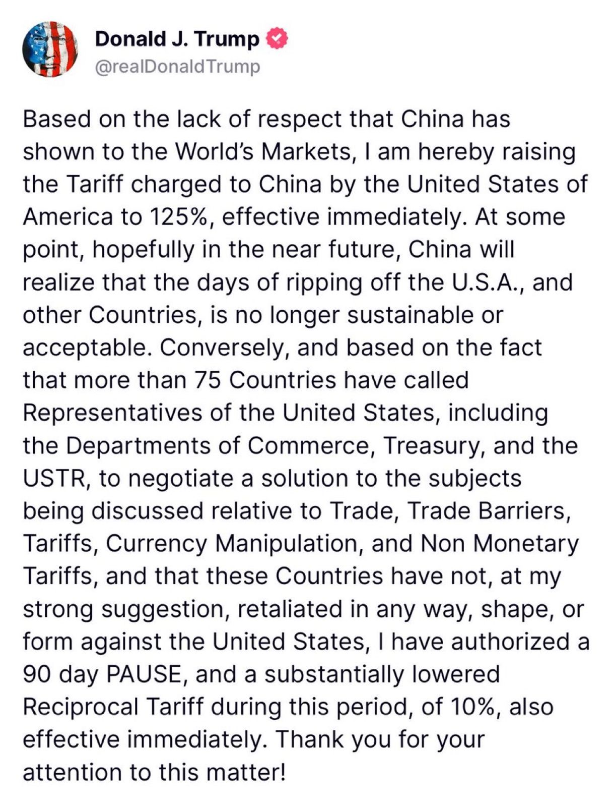 US Imposes 90-Day Tariff Holiday: China Remains Excluded US Imposes 90-Day Tariff Holiday: China Remains Excluded