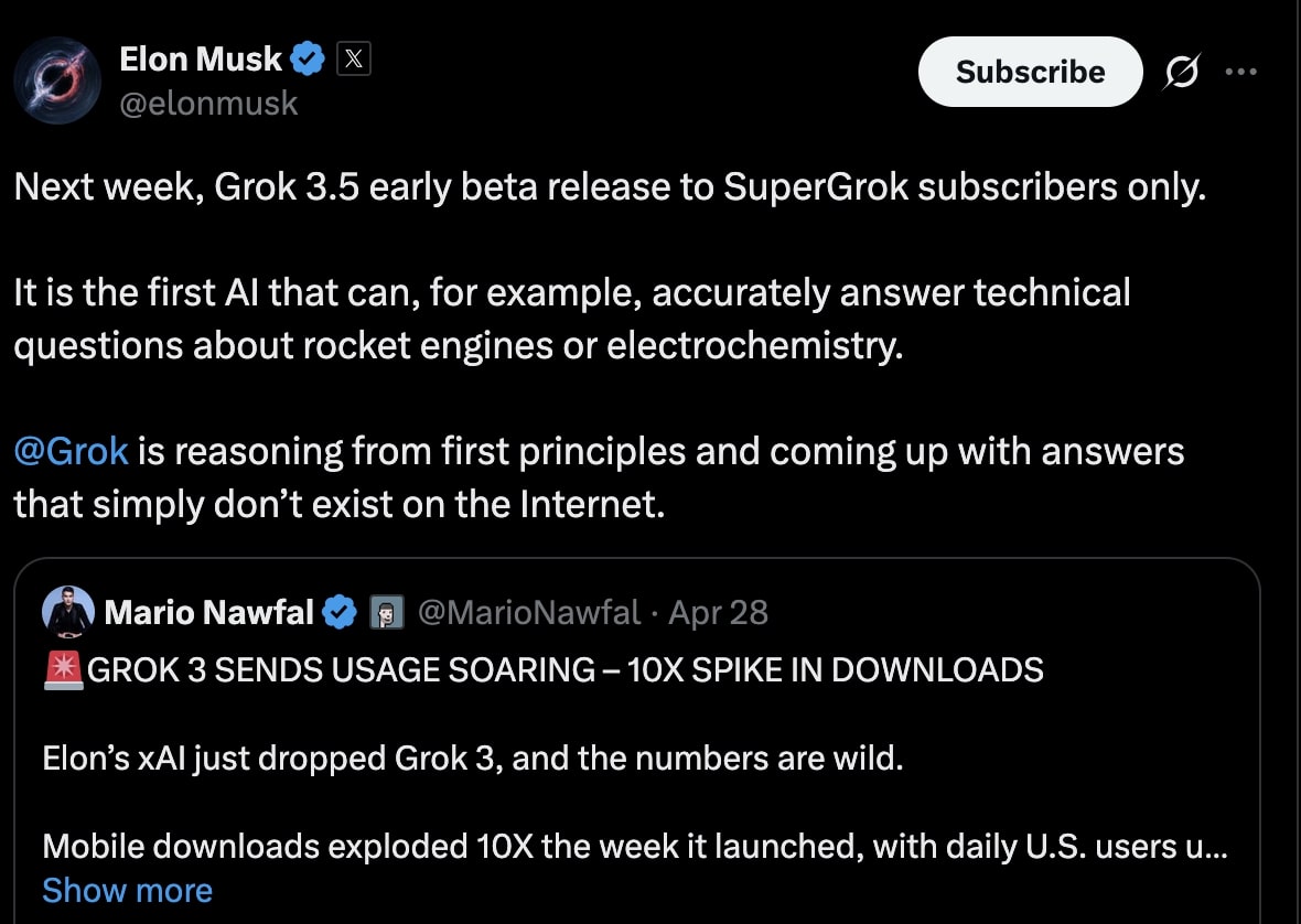 XAI Announces Grok 3.5 Release Date For SuperGrok Users XAI Announces Grok 3.5 Release Date For SuperGrok Users